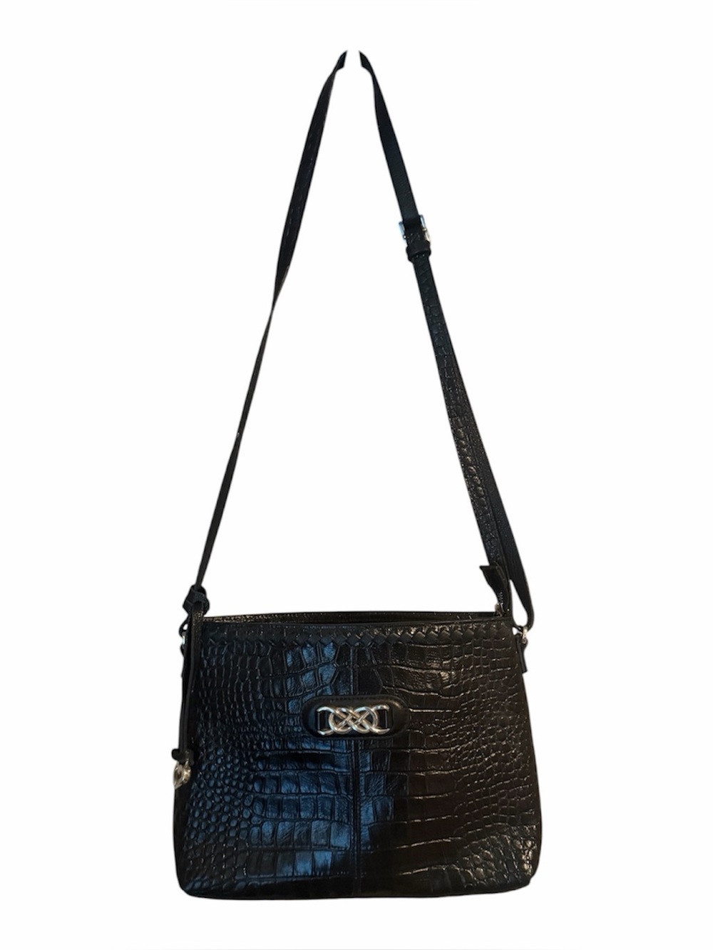 Brighton Leather Crock Embossed Cross Body Purse Bag
